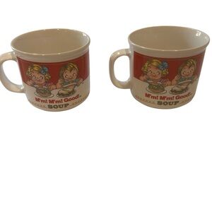 Vintage Campbell's Soup 2 Mugs cups  1989 mm mm good nostalgia cute coffee